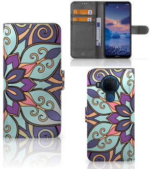 B2Ctelecom Mobiel Bookcase Nokia 5.4 Smartphone Hoesje Purple Flower