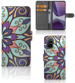 B2Ctelecom Mobiel Bookcase OnePlus 8T Smartphone Hoesje Purple Flower