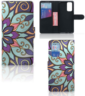 B2Ctelecom Mobiel Bookcase OnePlus 9 Pro Smartphone Hoesje Purple Flower