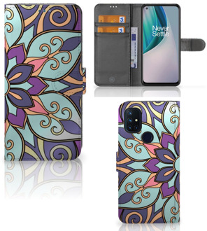 B2Ctelecom Mobiel Bookcase OnePlus Nord N10 Smartphone Hoesje Purple Flower