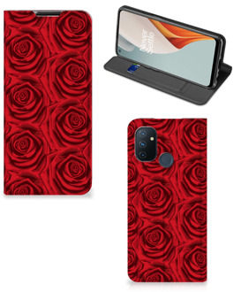 B2Ctelecom Mobiel Bookcase OnePlus Nord N100 Smart Cover Red Roses