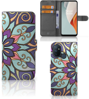 B2Ctelecom Mobiel Bookcase OnePlus Nord N100 Smartphone Hoesje Purple Flower