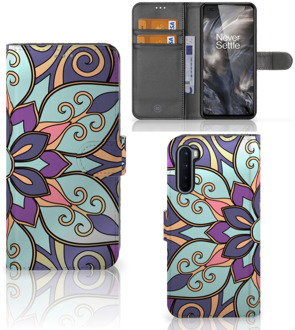 B2Ctelecom Mobiel Bookcase OnePlus Nord Smartphone Hoesje Purple Flower