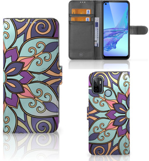 B2Ctelecom Mobiel Bookcase OPPO A53 | OPPO A53s Smartphone Hoesje Purple Flower