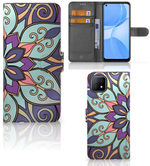 B2Ctelecom Mobiel Bookcase OPPO A73 5G Smartphone Hoesje Purple Flower