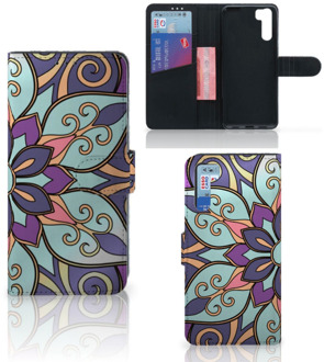 B2Ctelecom Mobiel Bookcase OPPO A91 | Reno3 Smartphone Hoesje Purple Flower