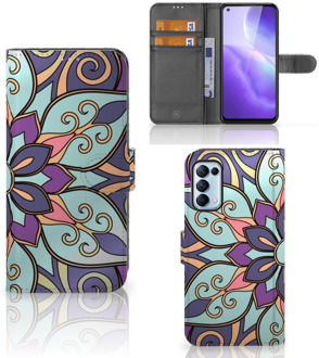 B2Ctelecom Mobiel Bookcase OPPO Find X3 Lite Smartphone Hoesje Purple Flower