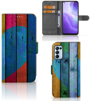 B2Ctelecom Mobiel Bookcase OPPO Find X3 Lite Smartphone Hoesje Wood Heart