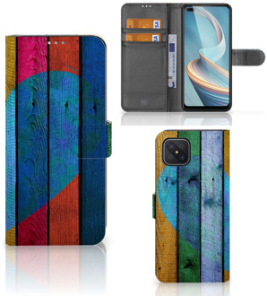 B2Ctelecom Mobiel Bookcase OPPO Reno4 Z Smartphone Hoesje Wood Heart