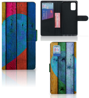 B2Ctelecom Mobiel Bookcase Samsung Galaxy A02s Flip Cover Samsung M02s Smartphone Hoesje Wood Heart