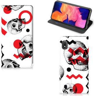 B2Ctelecom Mobiel BookCase Samsung Galaxy A10 Skull Rood