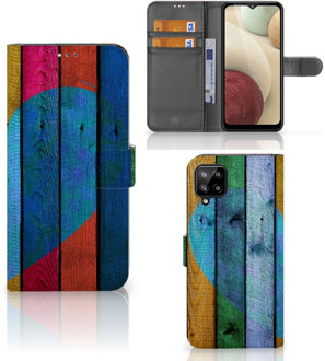 B2Ctelecom Mobiel Bookcase Samsung Galaxy A12 Smartphone Hoesje Wood Heart