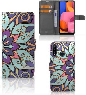 B2Ctelecom Mobiel Bookcase Samsung Galaxy A20s Smartphone Hoesje Purple Flower