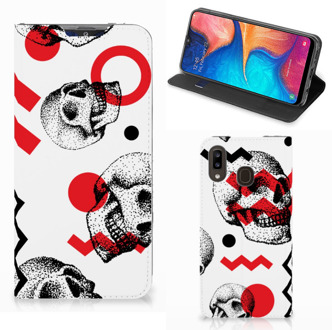 B2Ctelecom Mobiel BookCase Samsung Galaxy A30 Skull Rood