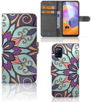 B2Ctelecom Mobiel Bookcase Samsung Galaxy A31 Smartphone Hoesje Purple Flower