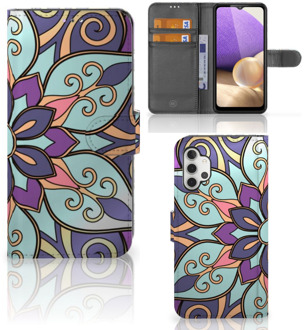 B2Ctelecom Mobiel Bookcase Samsung Galaxy A32 4G Smartphone Hoesje Purple Flower