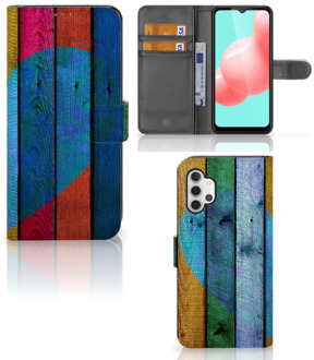 B2Ctelecom Mobiel Bookcase Samsung Galaxy A32 5G Smartphone Hoesje Wood Heart