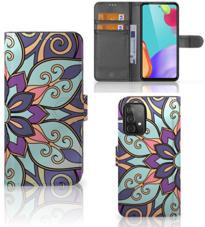 B2Ctelecom Mobiel Bookcase Samsung Galaxy A52 Smartphone Hoesje Purple Flower