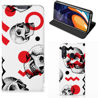 B2Ctelecom Mobiel BookCase Samsung Galaxy A60 Skull Rood