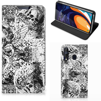 B2Ctelecom Mobiel BookCase Samsung Galaxy A60 Skulls Angel