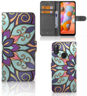 B2Ctelecom Mobiel Bookcase Samsung Galaxy M11 | A11 Smartphone Hoesje Purple Flower