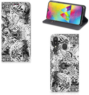 B2Ctelecom Mobiel BookCase Samsung Galaxy M20 Skulls Angel