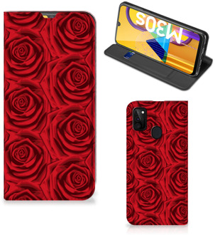 B2Ctelecom Mobiel Bookcase Samsung Galaxy M21 Smart Cover Red Roses