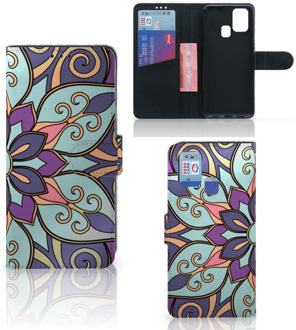 B2Ctelecom Mobiel Bookcase Samsung Galaxy M31 Smartphone Hoesje Purple Flower