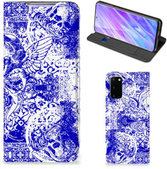 B2Ctelecom Mobiel BookCase Samsung Galaxy S20 Angel Skull Blue