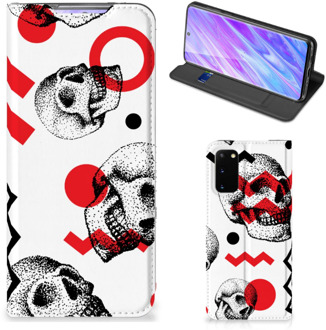 B2Ctelecom Mobiel BookCase Samsung Galaxy S20 Skull Rood