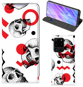 B2Ctelecom Mobiel BookCase Samsung Galaxy S20 Ultra Skull Rood