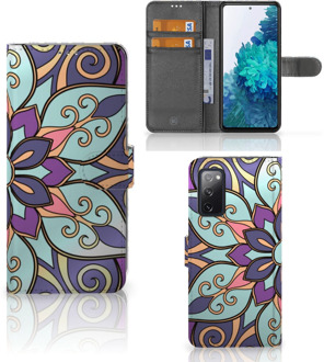 B2Ctelecom Mobiel Bookcase Samsung Galaxy S20FE Smartphone Hoesje Purple Flower