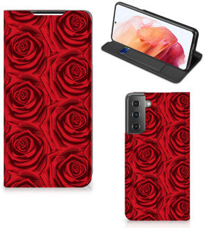 B2Ctelecom Mobiel Bookcase Samsung Galaxy S21 Smart Cover Red Roses