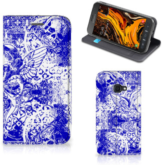 B2Ctelecom Mobiel BookCase Samsung Galaxy Xcover 4s Angel Skull Blue