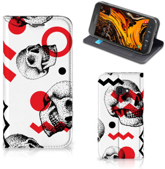 B2Ctelecom Mobiel BookCase Samsung Galaxy Xcover 4s Skull Rood