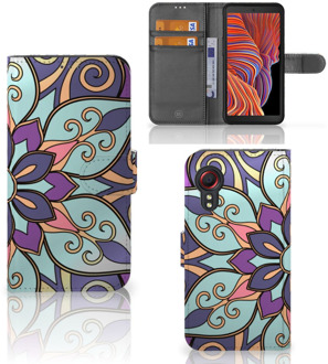 B2Ctelecom Mobiel Bookcase Samsung Galaxy Xcover 5 Smartphone Hoesje Purple Flower