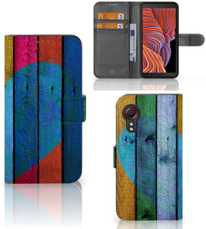 B2Ctelecom Mobiel Bookcase Samsung Galaxy Xcover 5 Smartphone Hoesje Wood Heart