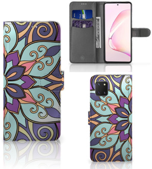 B2Ctelecom Mobiel Bookcase Samsung Note 10 Lite Smartphone Hoesje Purple Flower