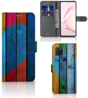 B2Ctelecom Mobiel Bookcase Samsung Note 10 Lite Smartphone Hoesje Wood Heart