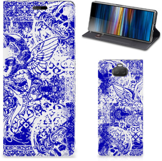 B2Ctelecom Mobiel BookCase Sony Xperia 10 Angel Skull Blue