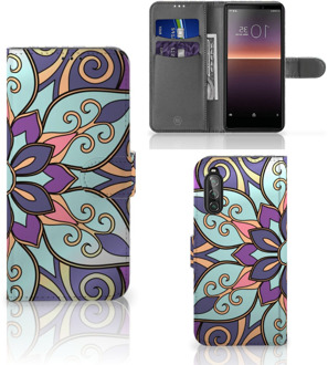 B2Ctelecom Mobiel Bookcase Sony Xperia 10 II Smartphone Hoesje Purple Flower