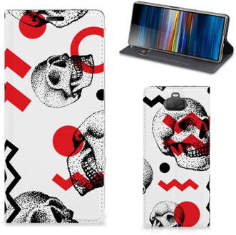 B2Ctelecom Mobiel BookCase Sony Xperia 10 Plus Skull Rood