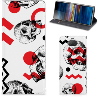 B2Ctelecom Mobiel BookCase Sony Xperia 10 Skull Rood