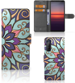 B2Ctelecom Mobiel Bookcase Sony Xperia 5II Smartphone Hoesje Purple Flower