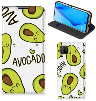 B2Ctelecom Mobiel Bookcase Valentijn Cadeautje Haar Huawei P40 Lite Smart Cover Avocado Singing