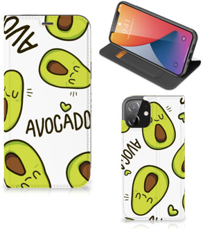 B2Ctelecom Mobiel Bookcase Valentijn Cadeautje Haar iPhone 12 | iPhone 12 Pro Smart Cover Hoesje Avocado Singing