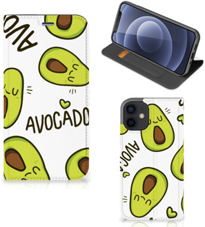 B2Ctelecom Mobiel Bookcase Valentijn Cadeautje Haar iPhone 12 Mini Smart Cover Hoesje Avocado Singing