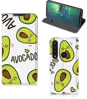 B2Ctelecom Mobiel Bookcase Valentijn Cadeautje Haar Motorola G8 Plus Smart Cover Hoesje Avocado Singing