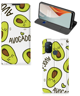 B2Ctelecom Mobiel Bookcase Valentijn Cadeautje Haar OnePlus Nord N100 Smart Cover Hoesje Avocado Singing