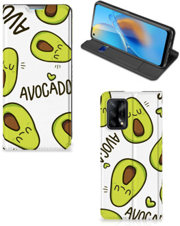 B2Ctelecom Mobiel Bookcase Valentijn Cadeautje Haar OPPO A74 4G Smart Cover Hoesje Avocado Singing